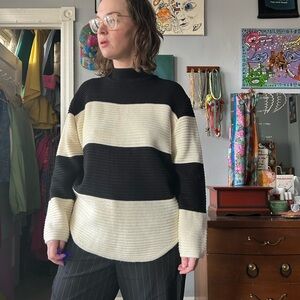 UNIF black and cream white striped sweater